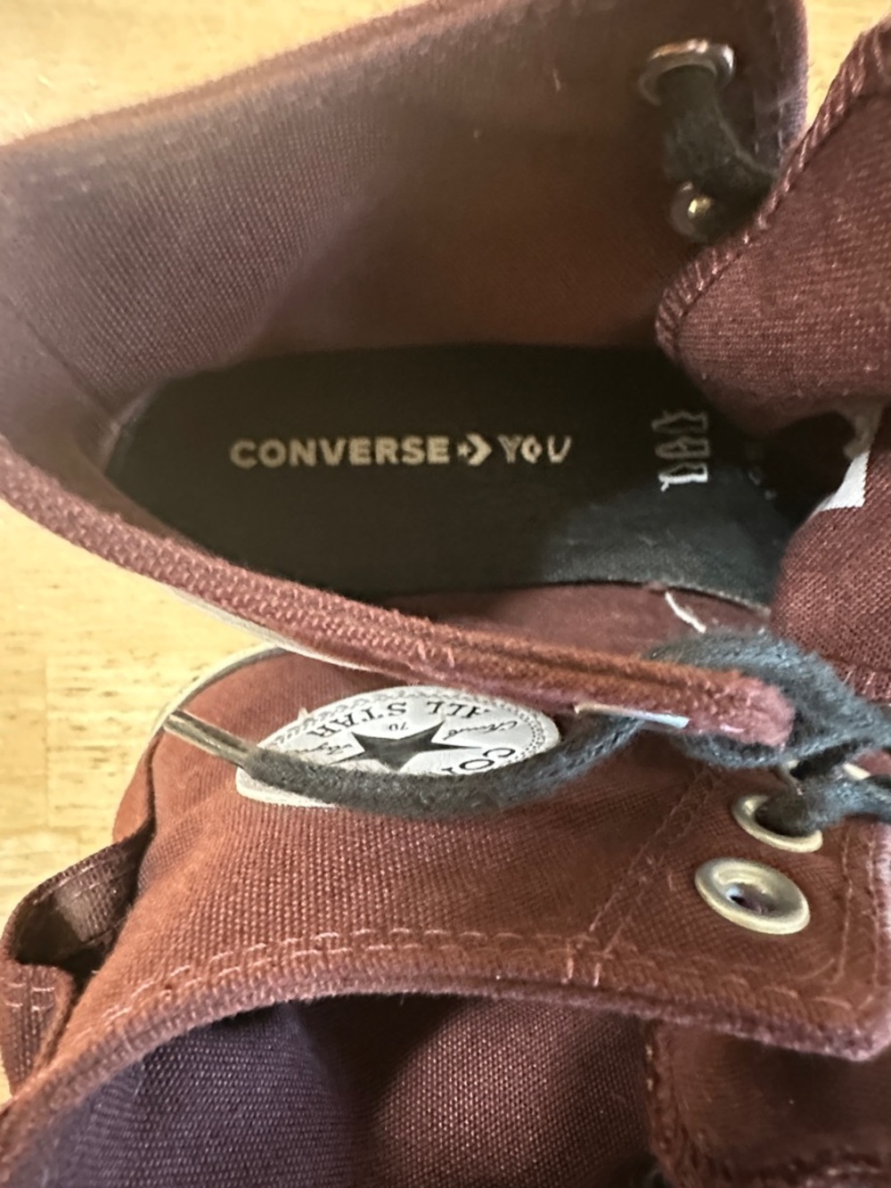 Burgundy High-Top Canvas Sneaker with Black Laces - Picture 8 of 11